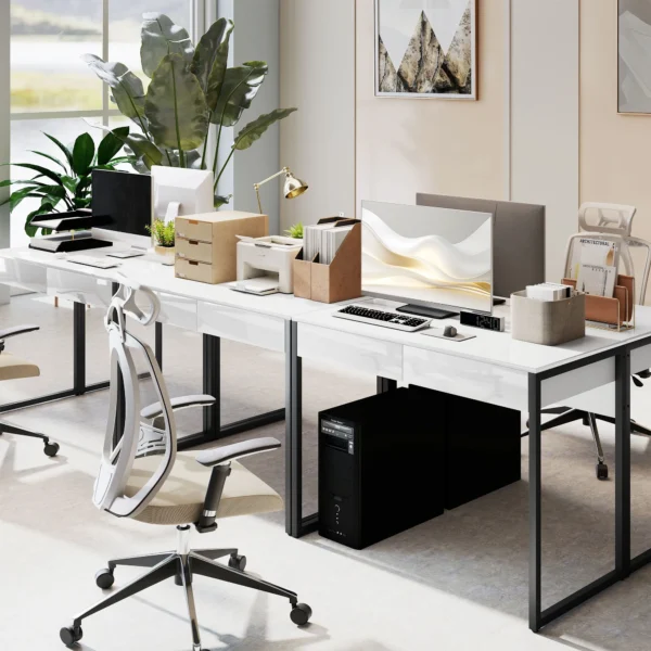 Schreibtisch 100 X 50 Cm Computertisch Bürotisch Mit 2 Schubladen, Für Kleine Räume, Weiß