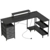 Schreibtisch In L Form, Umkehrbarer Eckschreibtisch Mit Schubladen Und Regalen, 170 Cm, Schwarz