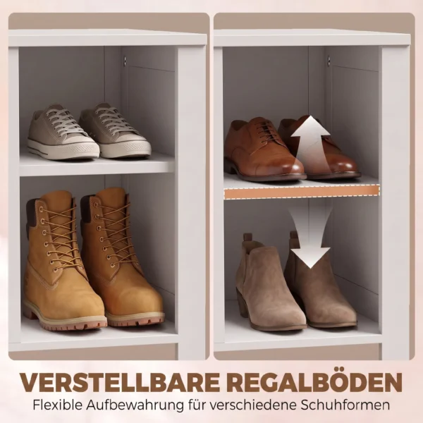 Schuhbank Mit Verstellbarem Einlegeboden Und Klappfach, Schuhaufbewahrungsbank, Weiß