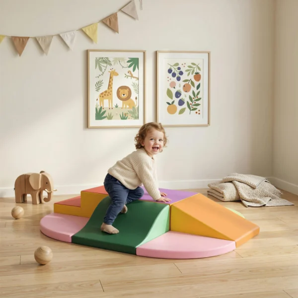 Schuim Bouwstenen 6 delig. Zachte Modulaire Kinder Bouwstenenset Met Kunstleer Look Voor Kinderen 1 3 Jaar Kleurrijk