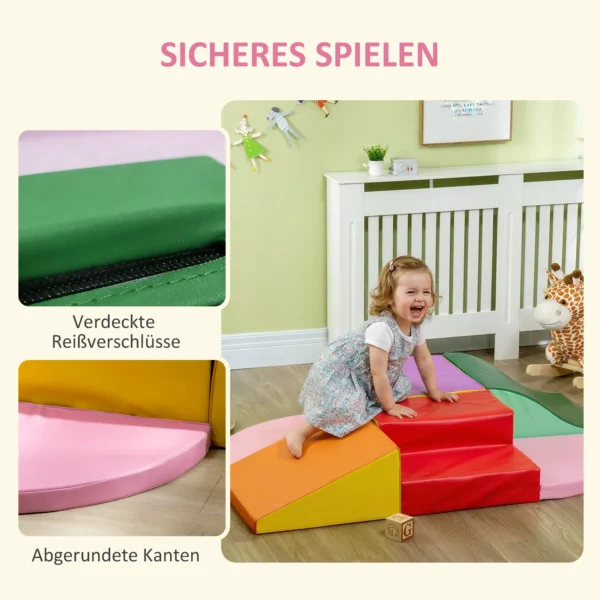 Schuim Bouwstenen 6 delig. Zachte Modulaire Kinder Bouwstenenset Met Kunstleer Look Voor Kinderen 1 3 Jaar Kleurrijk