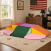 Schuim Bouwstenen 6 delig. Zachte Modulaire Kinder Bouwstenenset Met Kunstleer Look Voor Kinderen 1 3 Jaar Kleurrijk