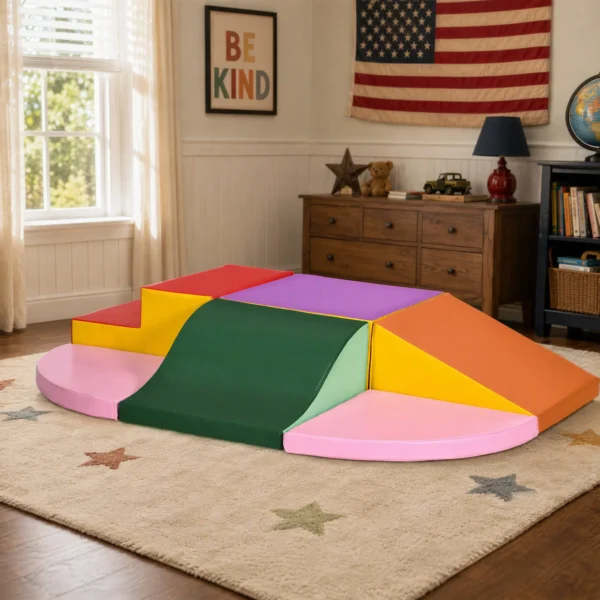 Schuim Bouwstenen 6 delig. Zachte Modulaire Kinder Bouwstenenset Met Kunstleer Look Voor Kinderen 1 3 Jaar Kleurrijk
