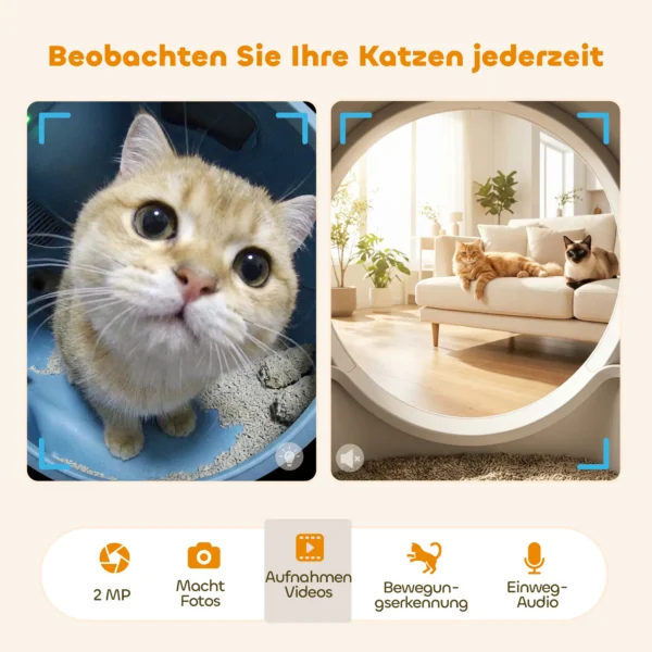 Selbstreinigende Katzentoilette, XL 72L Katzenklo Selbstreinigend Mit HD Kamera, App Steuerung Müllbeutel, Für 1 12 Kg