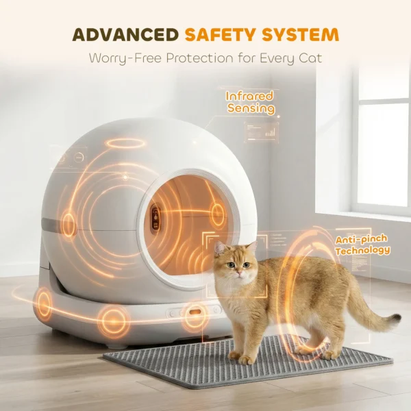 Selbstreinigende Katzentoilette, XL 72L Katzenklo Selbstreinigend Mit HD Kamera, App Steuerung Müllbeutel, Für 1 12 Kg