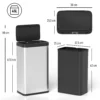 Sensor afvalbak, 45L Keukenafvalbak Met Soft close deksel, Bewegingssensor Voor Keuken, Slaapkamer, Kantoor, Zilver