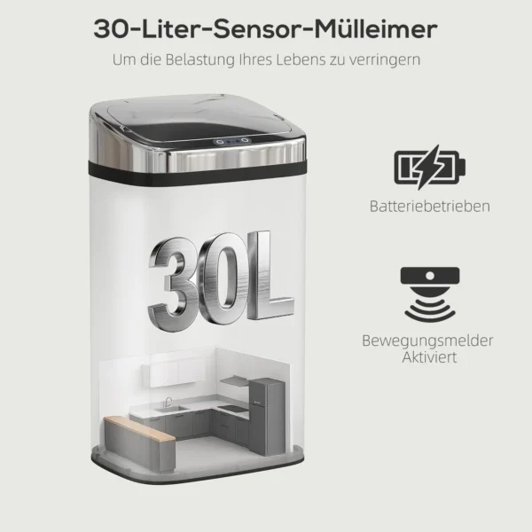 Sensor Mülleimer 30L Automatik Mülleimer Mit Bewegungssensor Für Büro, Schlafzimmer