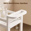 Serveerwagen, 3 Lagen, Lamellenbodems, Valbeveiliging, Bamboe, 55 X 20 X 75 Cm