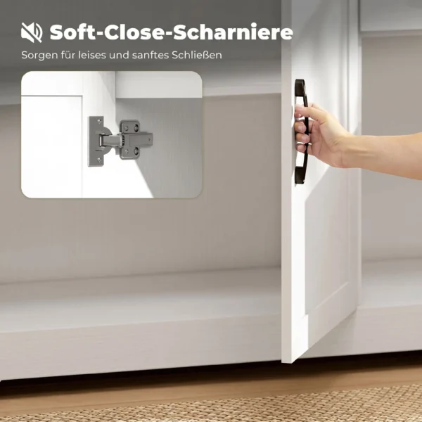Sideboard Mit 2 Schubladen, Modernem Aufbewahrungsschrank, Verstellbarem Einlegeboden Und 3 Türen, Weiß