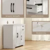 Sideboard Mit 2 Schubladen, Modernem Aufbewahrungsschrank, Verstellbarem Einlegeboden Und 3 Türen, Weiß