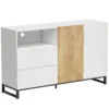 Sideboard Moderner Aufbewahrungsschrank Mit 2 Soft Close Türen Und 2 Schubladen 140x40x85 Cm, Weiß