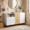 Sideboard Moderner Aufbewahrungsschrank Mit 2 Soft Close Türen Und 2 Schubladen 140x40x85 Cm, Weiß