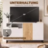 Sideboard Moderner Aufbewahrungsschrank Mit 2 Soft Close Türen Und 2 Schubladen 140x40x85 Cm, Weiß