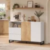 Sideboard Moderner Aufbewahrungsschrank Mit 2 Soft Close Türen Und 2 Schubladen 140x40x85 Cm, Weiß