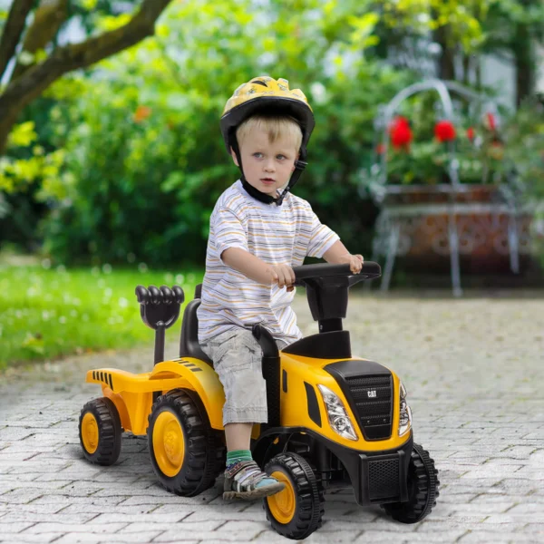 Sitzbagger Aufsitzbagger Mit Schaufel Lenkrad Kinderbagger Mit Abnehmbarem Anhänger Licht Musik Für 1 3 Jahre Gelb