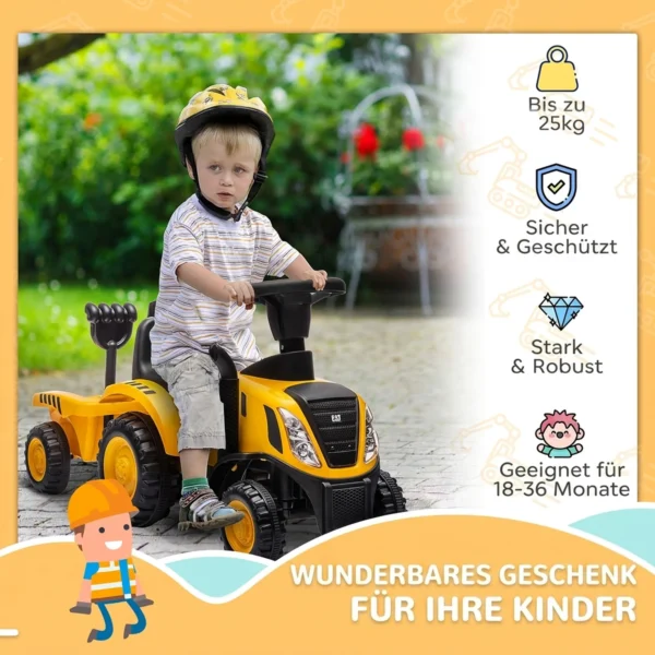 Sitzbagger Aufsitzbagger Mit Schaufel Lenkrad Kinderbagger Mit Abnehmbarem Anhänger Licht Musik Für 1 3 Jahre Gelb