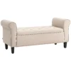 Sitzbank Im Vintage Design, Sitzbank Mit Stauraum, Samtoptik, Beige