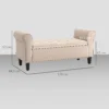 Sitzbank Im Vintage Design, Sitzbank Mit Stauraum, Samtoptik, Beige