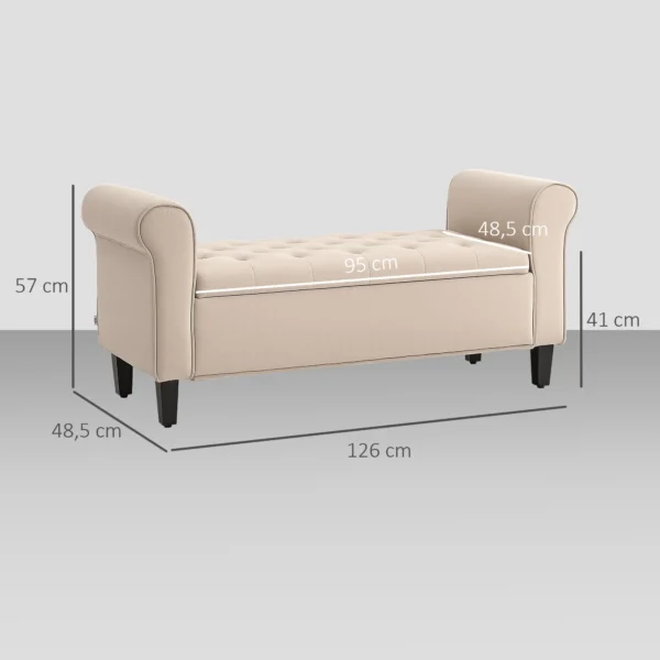 Sitzbank Im Vintage Design, Sitzbank Mit Stauraum, Samtoptik, Beige