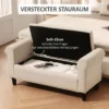 Sitzbank Im Vintage Design, Sitzbank Mit Stauraum, Samtoptik, Beige