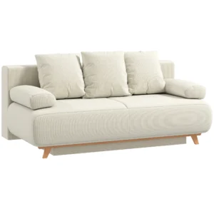 Slaapbank Met Verstelbare Rugleuning, Bedfunctie, Verborgen Opbergruimte En Corduroy Bekleding, Beige