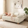 Slaapbank Met Verstelbare Rugleuning, Bedfunctie, Verborgen Opbergruimte En Corduroy Bekleding, Beige