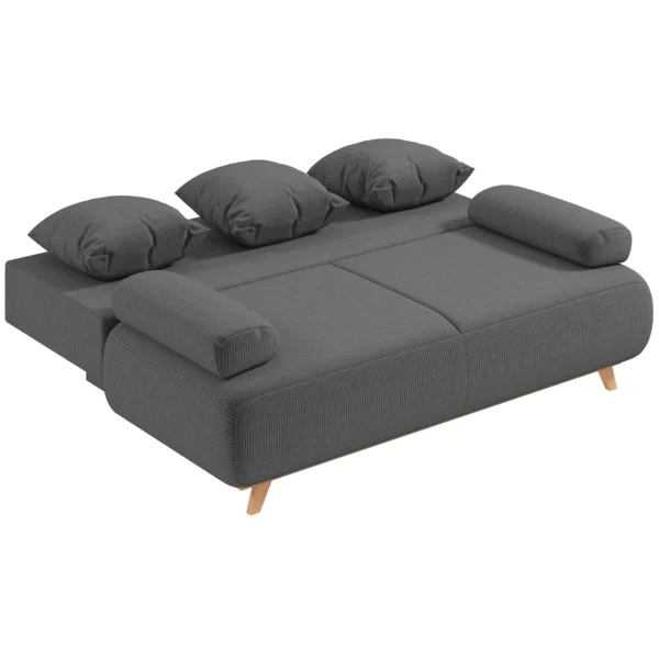 Slaapbank Met Verstelbare Rugleuning, Bedfunctie, Verborgen Opbergruimte En Corduroy Bekleding, Grijs