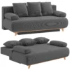 Slaapbank Met Verstelbare Rugleuning, Bedfunctie, Verborgen Opbergruimte En Corduroy Bekleding, Grijs