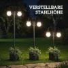 Solar Laterne Stehleuchte 182 Cm Höhenverstellbar Außen Gartenlaterne Mit 2 Köpfen Pflanzgefäß Lichtsensor Schalter IP44