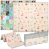 Spielmatte Baby Faltbar Kinder 176,5 X 148 Cm Doppelseitige Krabbelmatte Mit Alphabet Und Tiermotiv Muster