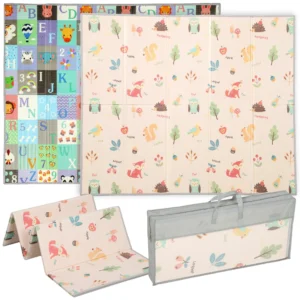 Spielmatte Baby Faltbar Kinder 176,5 X 148 Cm Doppelseitige Krabbelmatte Mit Alphabet Und Tiermotiv Muster