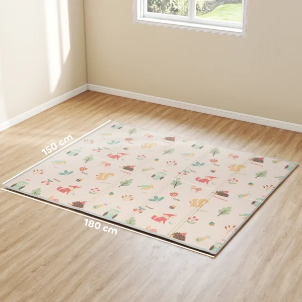 Spielmatte Baby Faltbar Kinder 176,5 X 148 Cm Doppelseitige Krabbelmatte Mit Alphabet Und Tiermotiv Muster