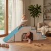 Spielsofa Samt 2 Teiliges Kindersofa Aus Schaumstoff Waschbar Modulares Kindercouch Für Kinder 0,5 Bis 3 Jahre