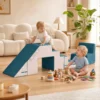 Spielsofa Samt 2 Teiliges Kindersofa Aus Schaumstoff Waschbar Modulares Kindercouch Für Kinder 0,5 Bis 3 Jahre
