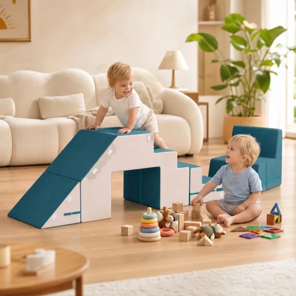 Spielsofa Samt 2 Teiliges Kindersofa Aus Schaumstoff Waschbar Modulares Kindercouch Für Kinder 0,5 Bis 3 Jahre