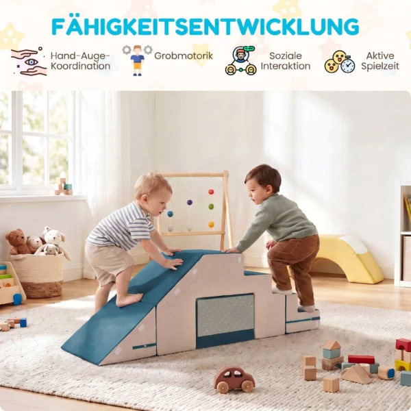 Spielsofa Samt 2 Teiliges Kindersofa Aus Schaumstoff Waschbar Modulares Kindercouch Für Kinder 0,5 Bis 3 Jahre