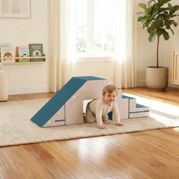 Spielsofa Samt 2 Teiliges Kindersofa Aus Schaumstoff Waschbar Modulares Kindercouch Für Kinder 0,5 Bis 3 Jahre