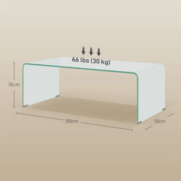 Stabiele Salontafel Van Glas, Eendelig Ontwerp, Eenvoudig En Modern, 100 X 50 X 35 Cm, Transparant