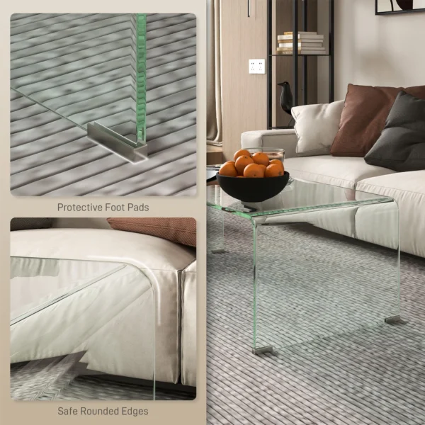 Stabiele Salontafel Van Glas, Eendelig Ontwerp, Eenvoudig En Modern, 100 X 50 X 35 Cm, Transparant
