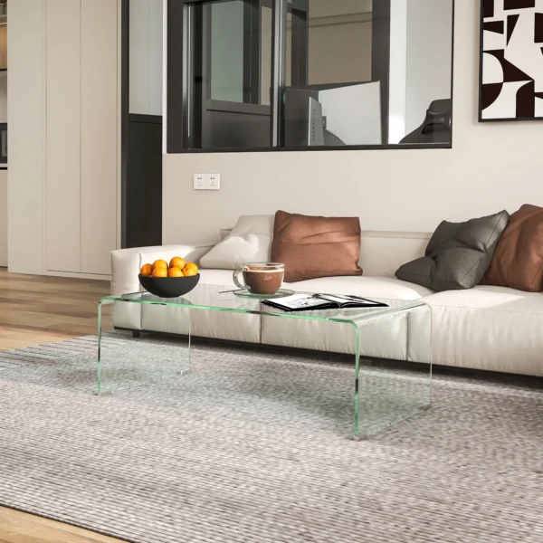 Stabiele Salontafel Van Glas, Eendelig Ontwerp, Eenvoudig En Modern, 100 X 50 X 35 Cm, Transparant