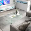 Stabiele Salontafel Van Glas, Eendelig Ontwerp, Eenvoudig En Modern, 100 X 50 X 35 Cm, Transparant