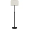Stehlampe Mit Fernbedienung, Höhenverstellbar, Stoffschirm, Metallständer, Anpassbare Helligkeit, Fußschalter, Schwarz