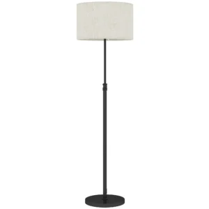 Stehlampe Mit Fernbedienung, Höhenverstellbar, Stoffschirm, Metallständer, Anpassbare Helligkeit, Fußschalter, Schwarz