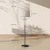 Stehlampe Mit Fernbedienung, Höhenverstellbar, Stoffschirm, Metallständer, Anpassbare Helligkeit, Fußschalter, Schwarz