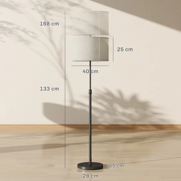 Stehlampe Mit Fernbedienung, Höhenverstellbar, Stoffschirm, Metallständer, Anpassbare Helligkeit, Fußschalter, Schwarz