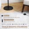 Stehlampe Mit Fernbedienung, Höhenverstellbar, Stoffschirm, Metallständer, Anpassbare Helligkeit, Fußschalter, Schwarz