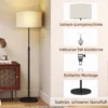 Stehlampe Mit Fernbedienung, Höhenverstellbar, Stoffschirm, Metallständer, Anpassbare Helligkeit, Fußschalter, Schwarz