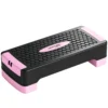 Steppbrett Höhenverstellbar Fitness Aerobic Stepper Mit 2 Stufen (11/16 Cm) 2 Widerstandsbändern, Anti Rutsch Matte Rosa