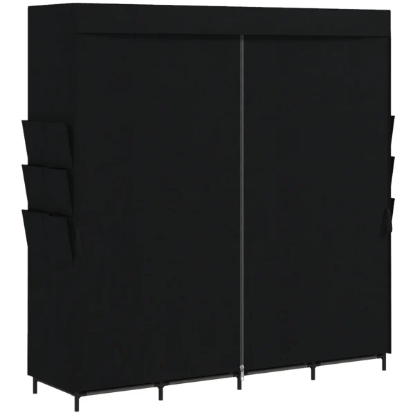 Stoff Kleiderschrank, Staubdicht, Tragbar, 5 Kleiderstangen, 170 X 45 X 167 Cm, Schwarz