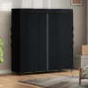 Stoff Kleiderschrank, Staubdicht, Tragbar, 5 Kleiderstangen, 170 X 45 X 167 Cm, Schwarz